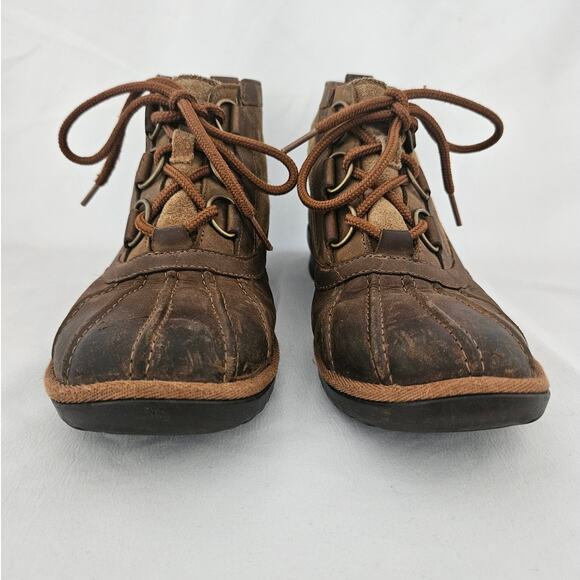 UGG Women's Brown Leather Heather Lace Up Ankle Boot sz 8 1095156 Winter Basic - Picture 4 of 10
